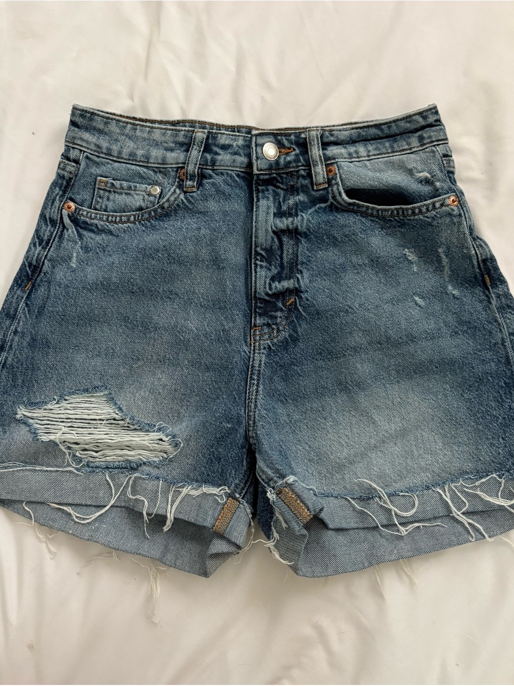 High waisted denim shorts